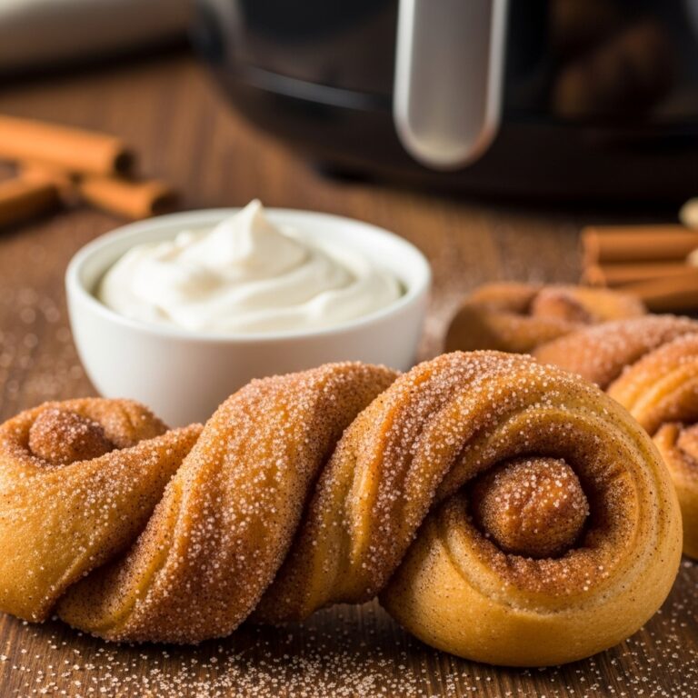 Air Fryer Cinnamon Sugar Twists With Cream Cheese Dip