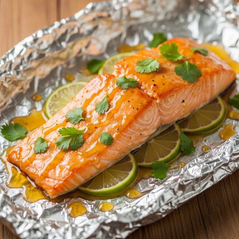 Baked Honey Cilantro Lime Salmon in Foil