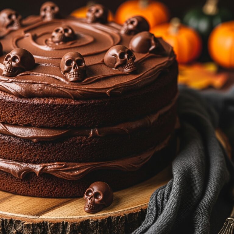 High Altitude Ginger Chocolate Skull Cake for Halloween